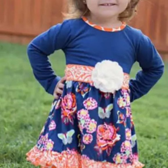 Autumn Floral Dress & Polka Dot Legging Set - Picture 1 of 7